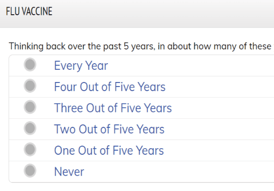 A screen shot of the vaccination survey being conducted by RiverStone Health. 