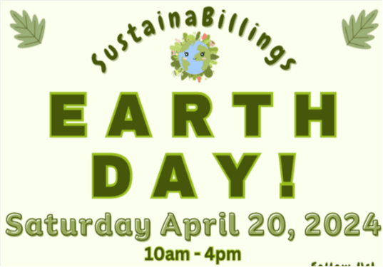A screen shot of the SustaniaBillings Earth Day flyer that shares the date of the event for April 20